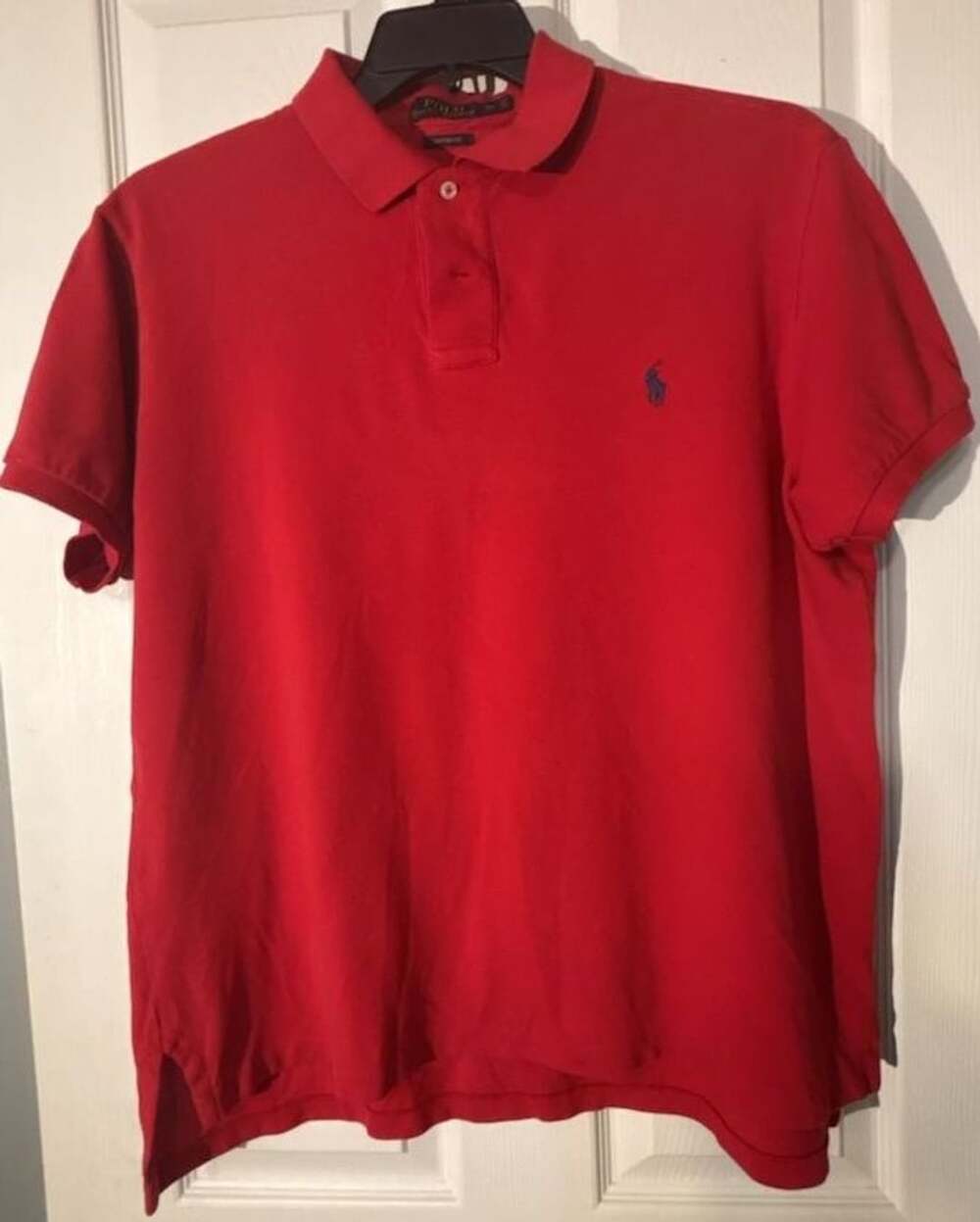 Polo Ralph Lauren Custom Fit Polo Shirt Size XL Red Cotton Mesh Short Sleeve.  T